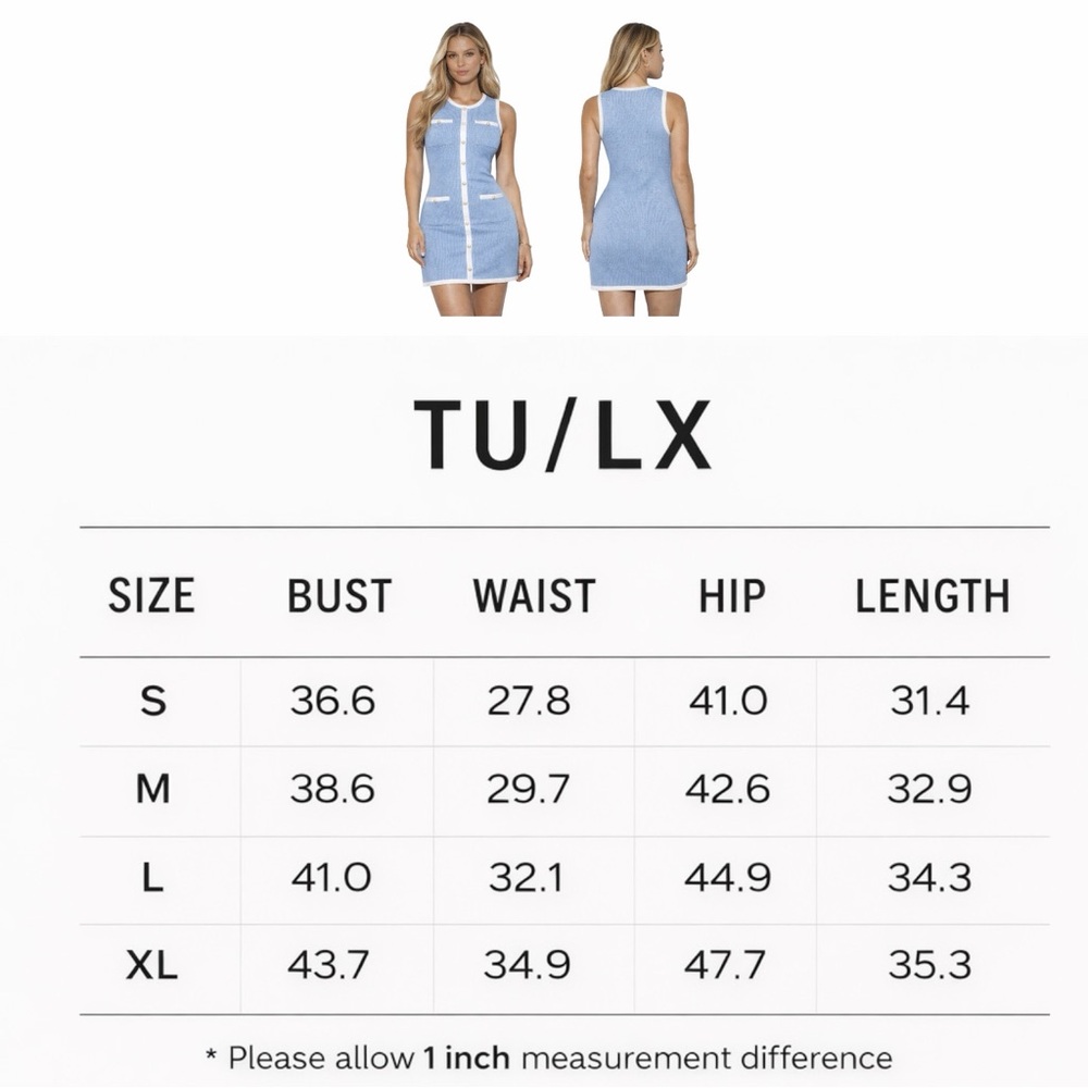 TU.LX Onassis Mod Dress / Exlusive Quiet Luxury style Baby Blue / NWT - Picture 4 of 4